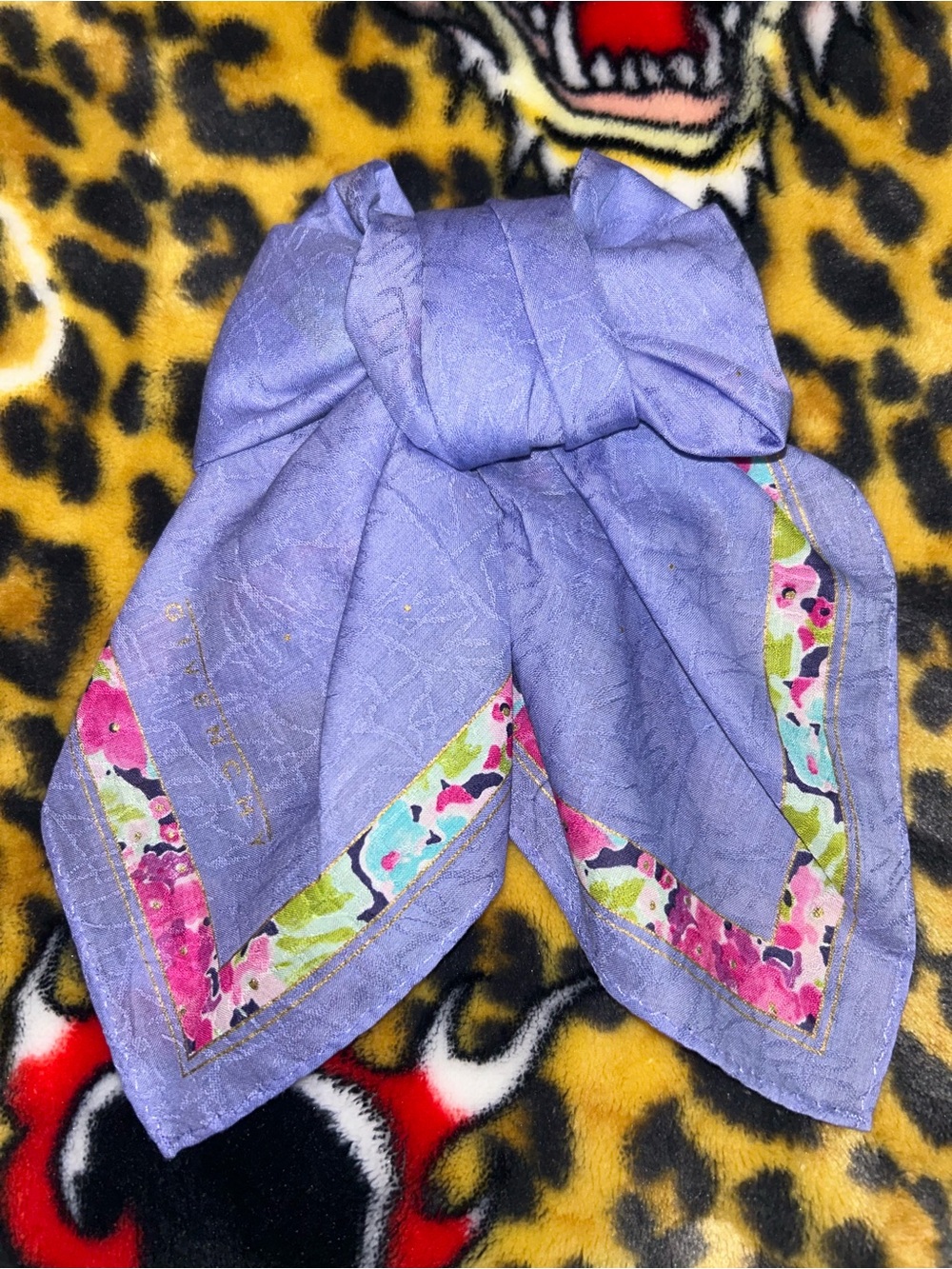 Givenchy Lavender Floral-Trim Handkerchief Bow - Women Accessories